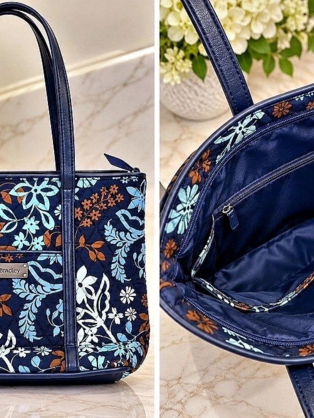 Vera Bradley Blue Rhapsody Quilted Tote Bag Blue & Multicolor